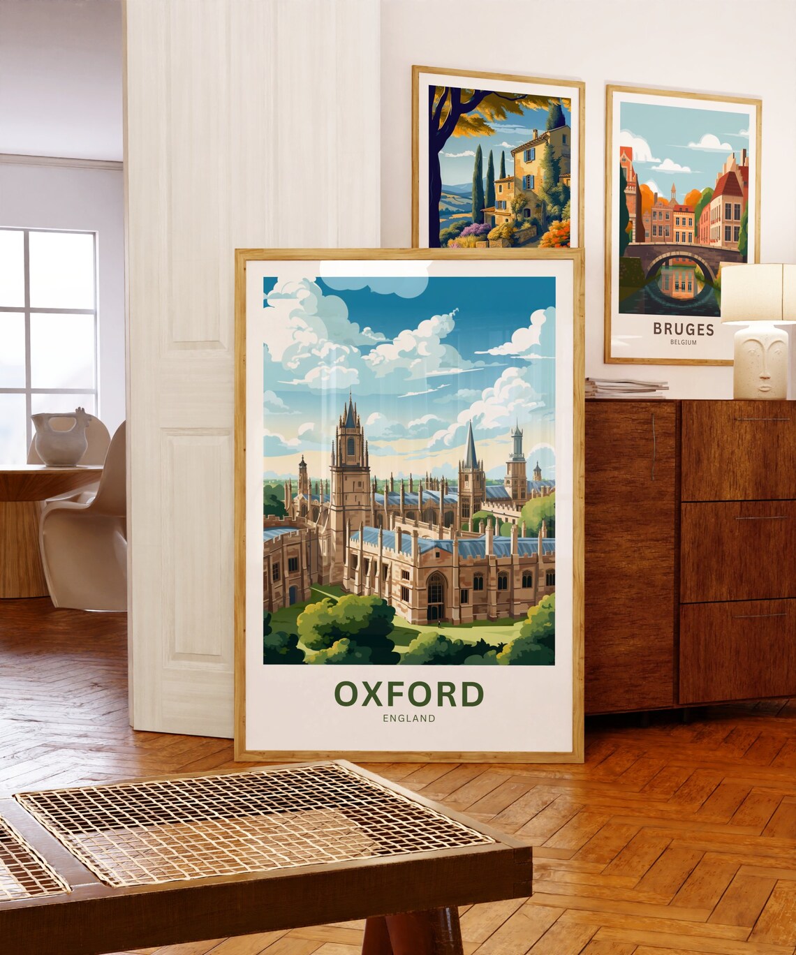 Oxford University Spires Historic Colleges England Travel Poster - Image 5