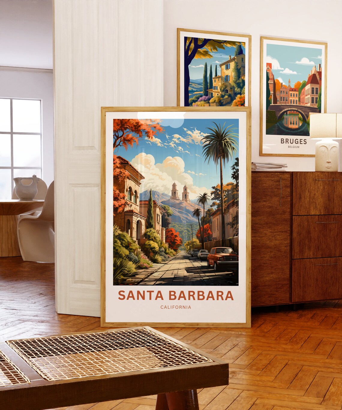 Santa Barbara California Palm Street Mission View Travel Poster - Image 5