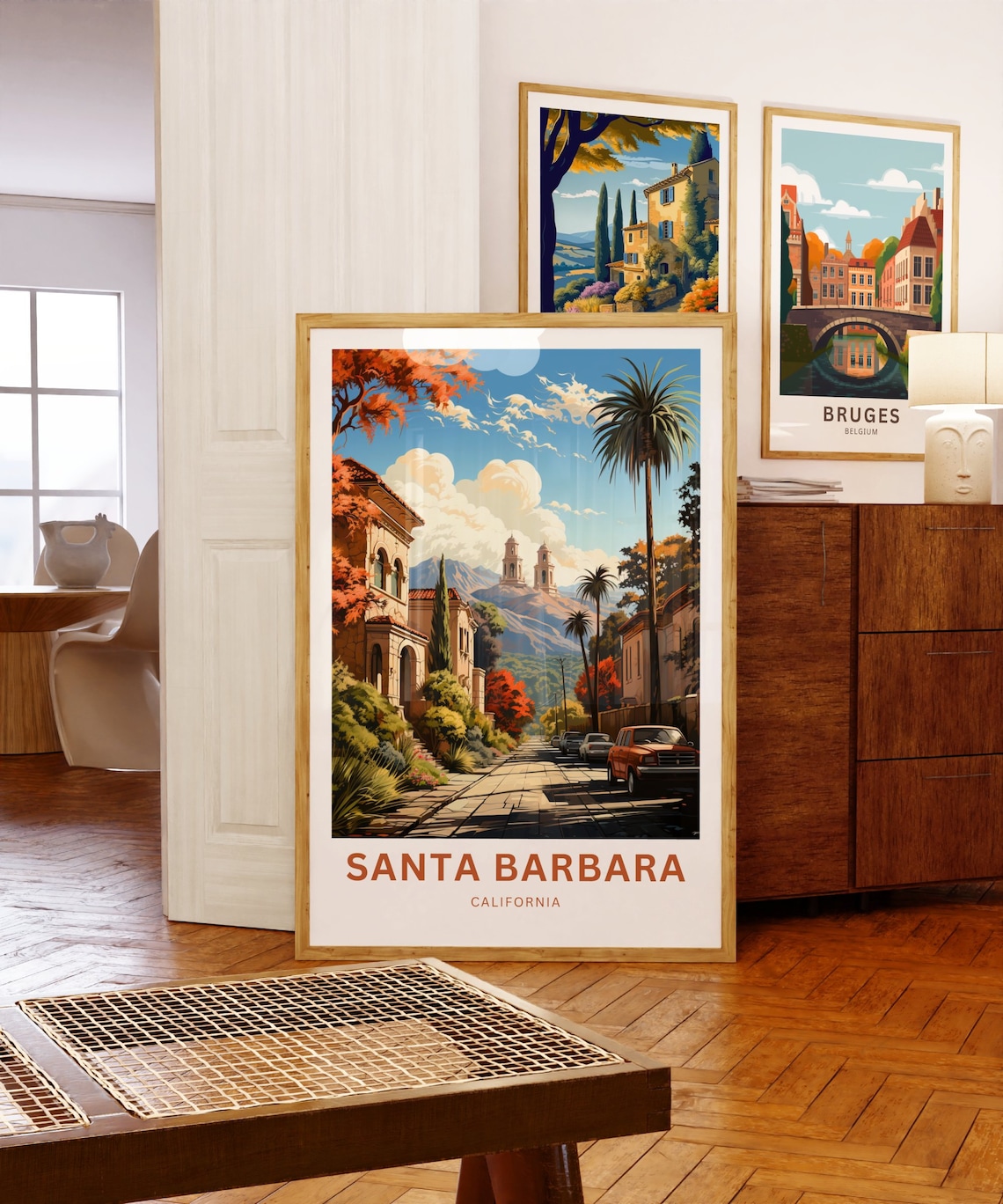 Santa Barbara Personalized California Palm Street Travel Poster - Image 5