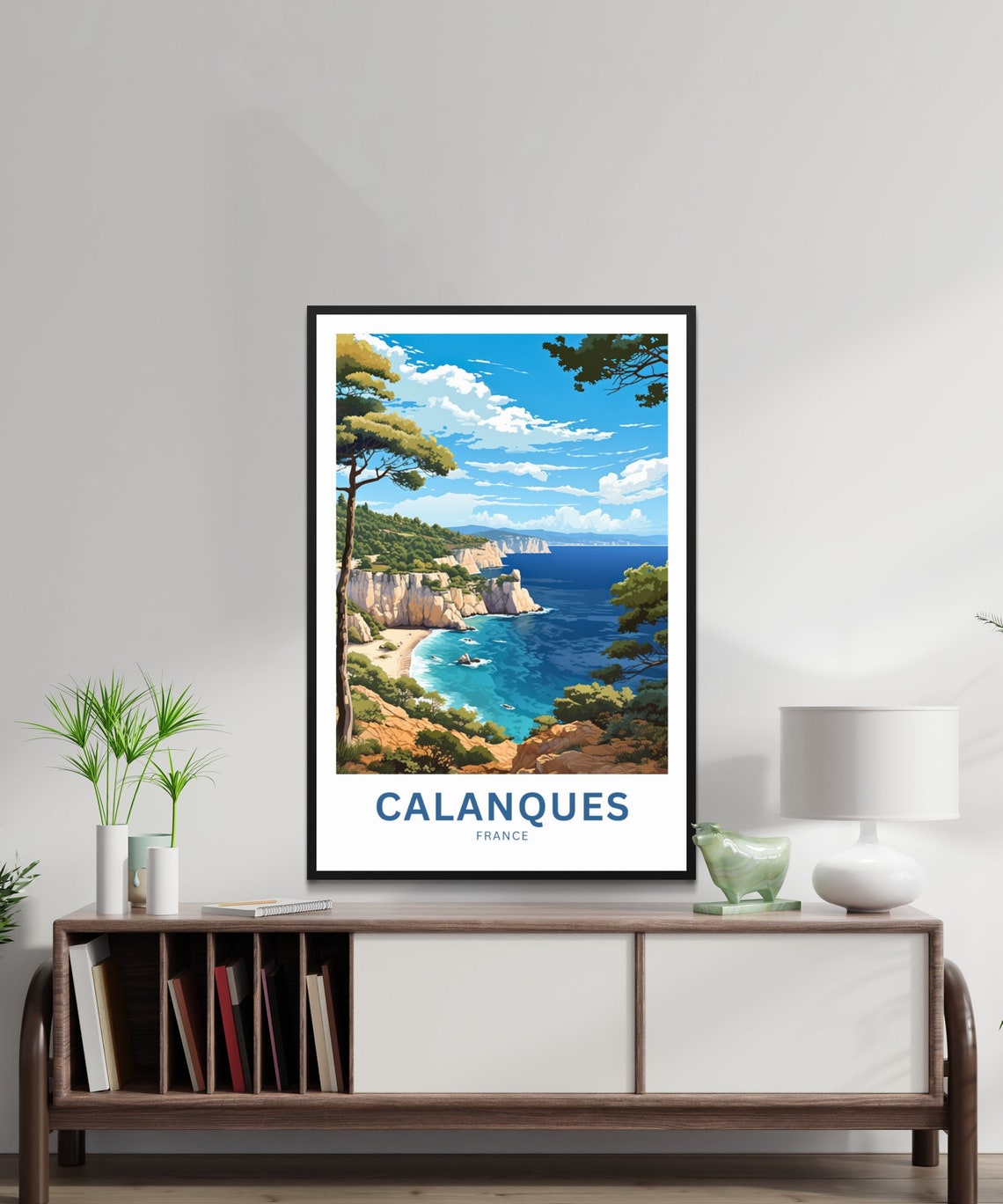 Calanques France White Cliffs Sandy Beach Seaside Scenery Poster - Image 3