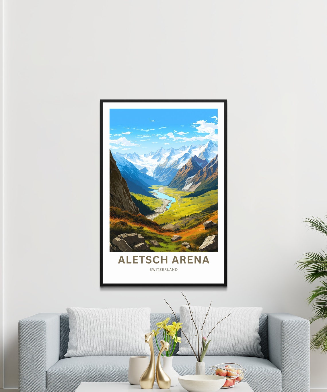 Aletsch Arena Switzerland Glacier Valley Mountain View Travel Poster - Image 3