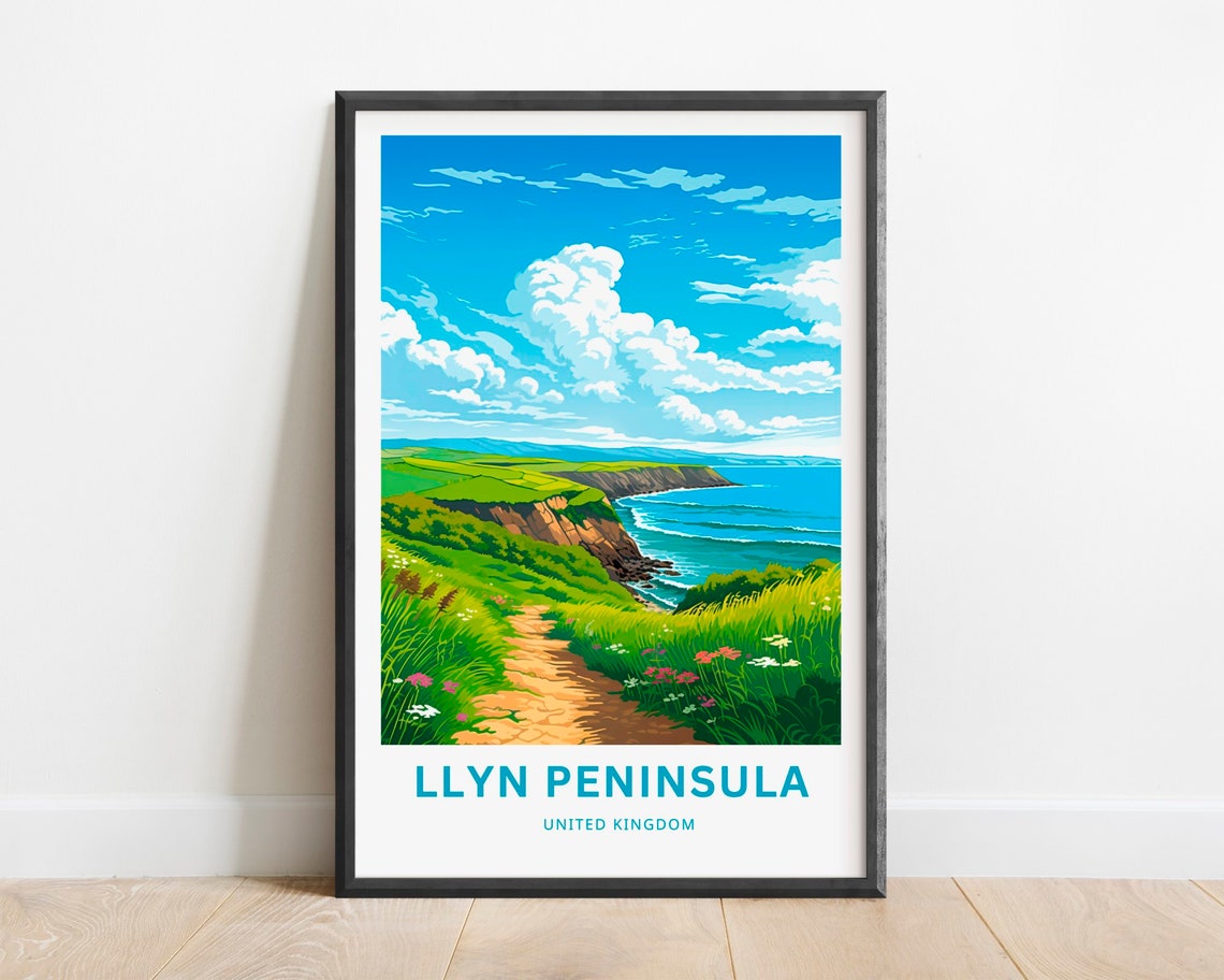 Llyn Peninsula Wales Coastal Path Cliffs Wildflowers Travel Poster