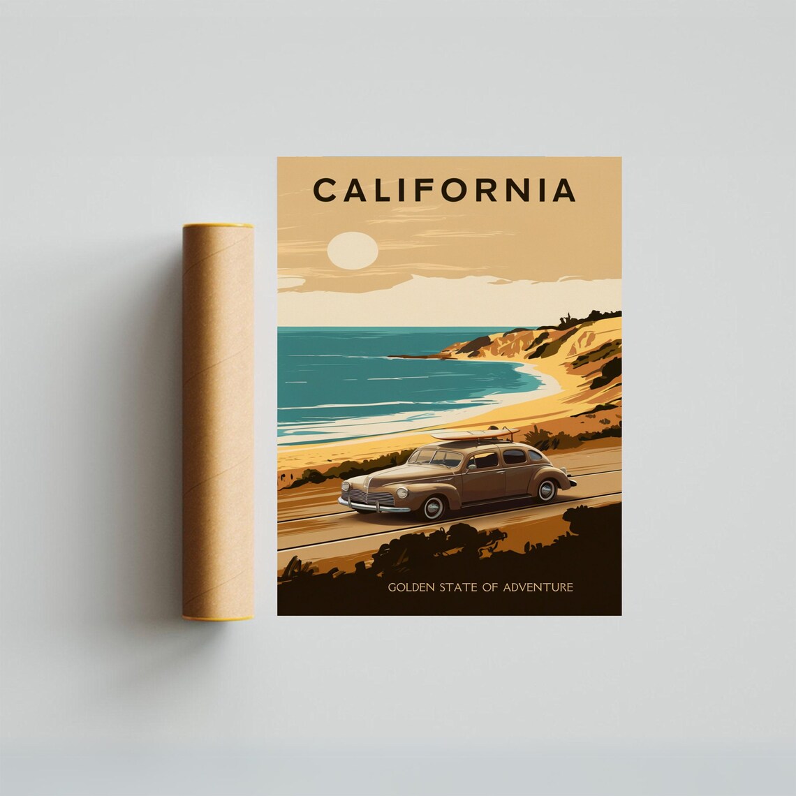 California Vintage Surf Car Beach Coastal Adventure Travel Poster - Image 5