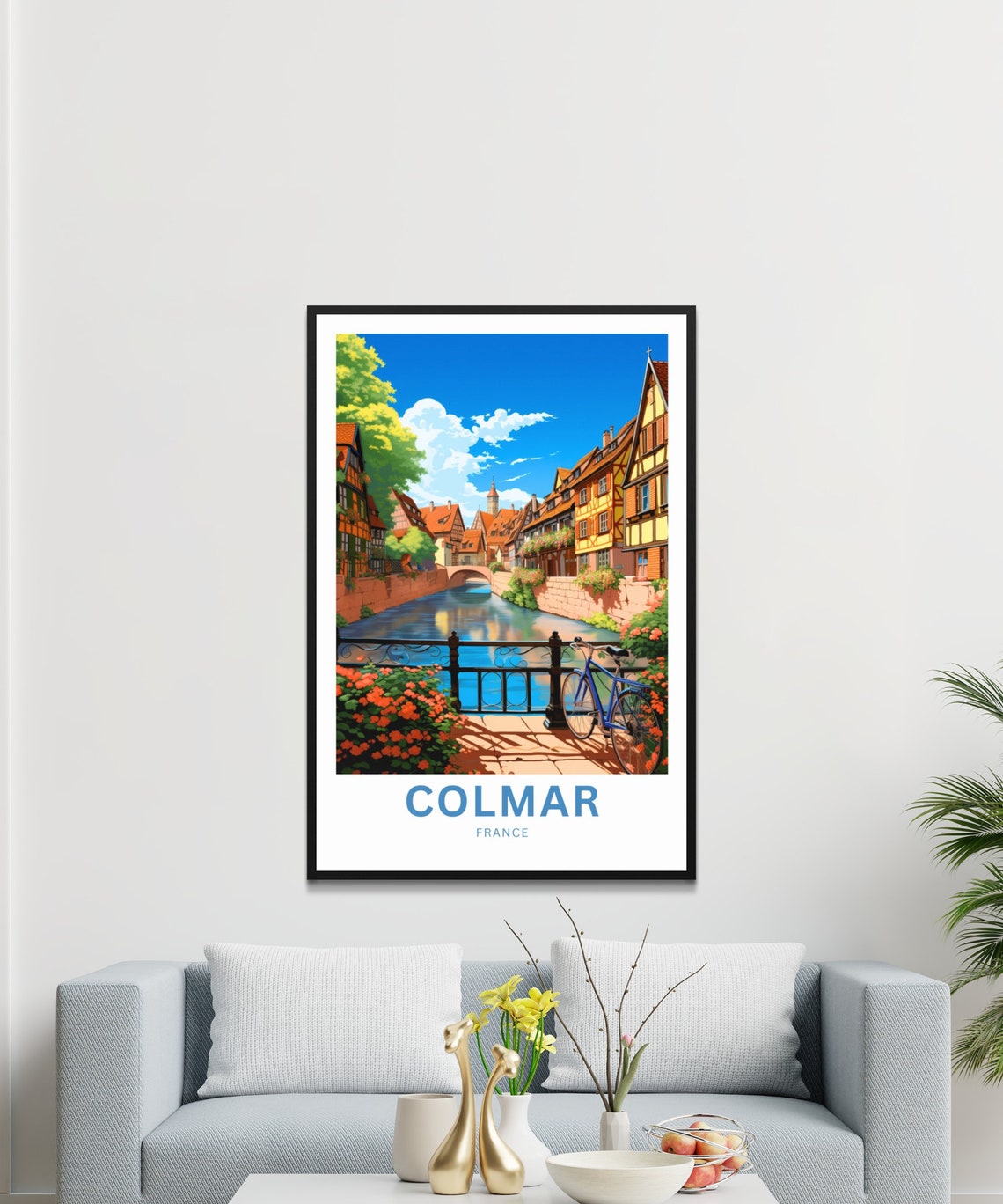 Personalized Colmar France Half Timbered Canal Scene Travel Poster - Image 3