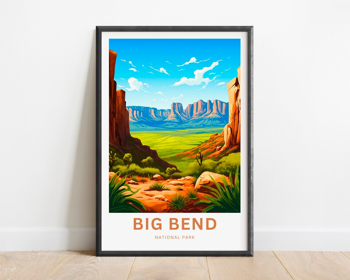 Big Bend National Park Canyon Gap Desert Vista Texas Travel Poster