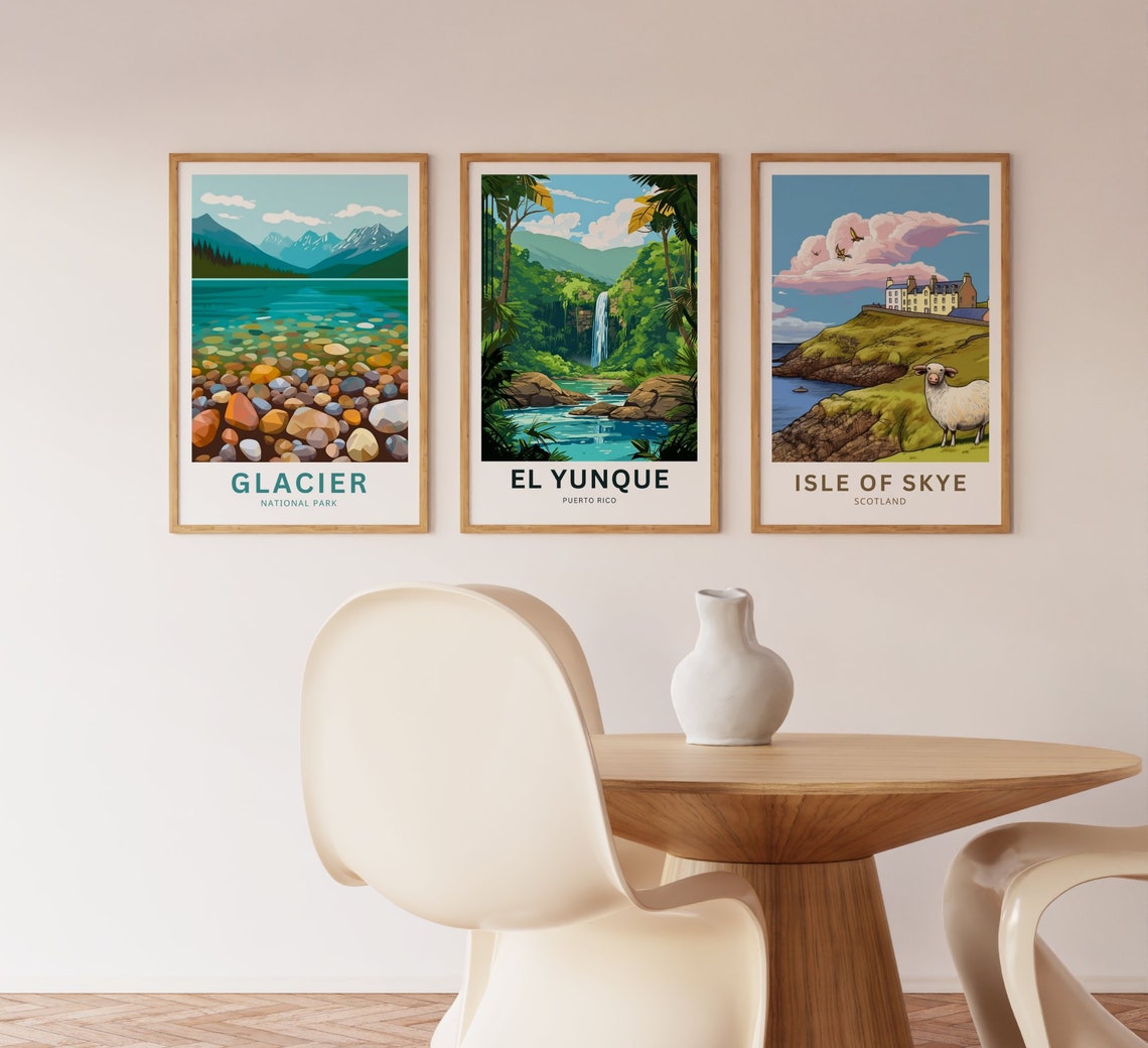 El Yunque Puerto Rico Waterfall Lagoon Vintage Poster Art Decor - Image 3