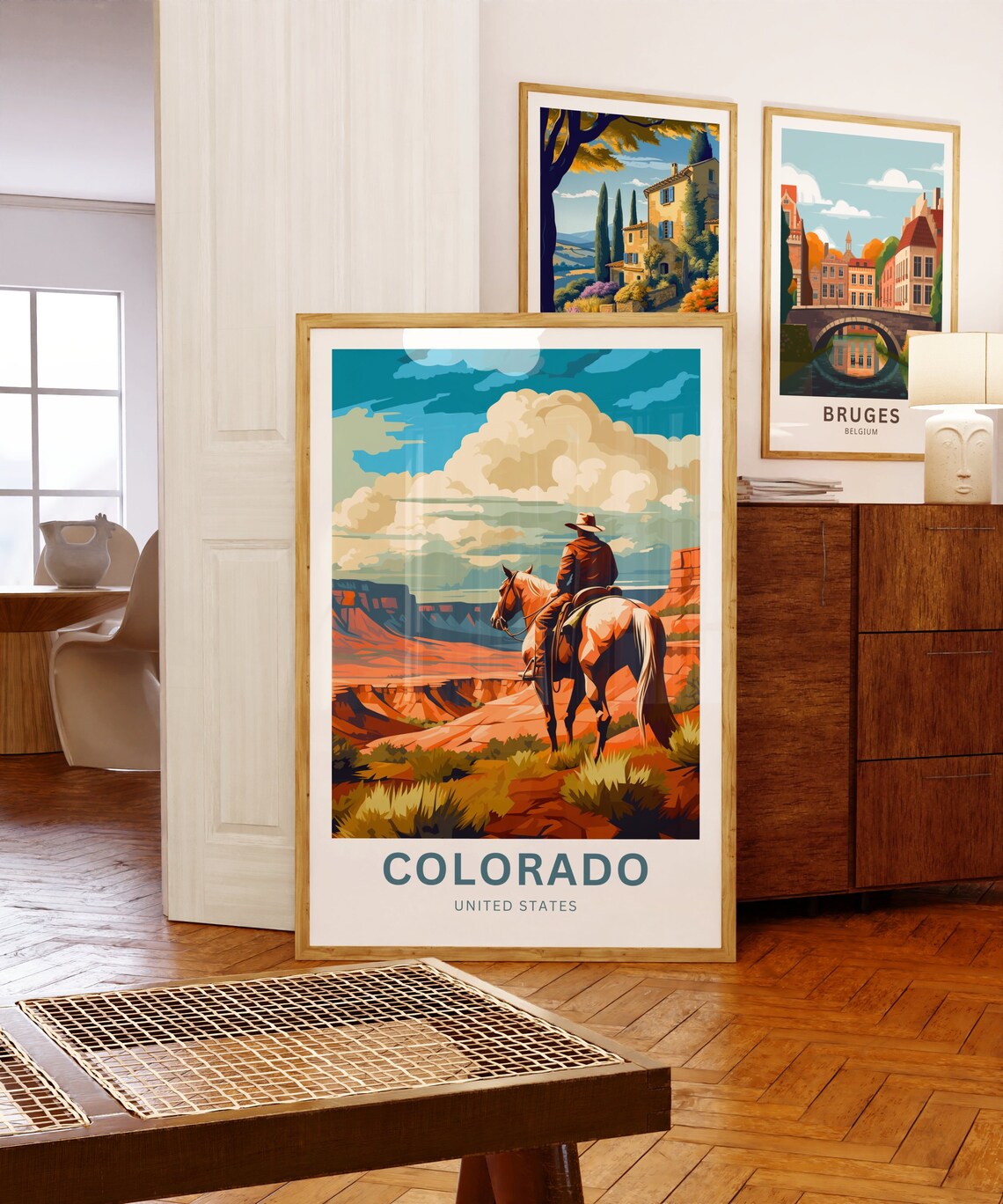 Colorado Cowboy Horseback Red Canyon Desert Sunset Travel Poster - Image 5