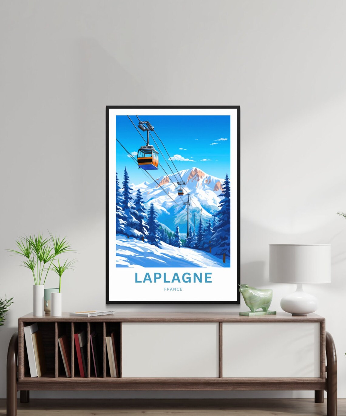 Laplagne France Customizable Alpine Ski Gondola Travel Poster - Image 2
