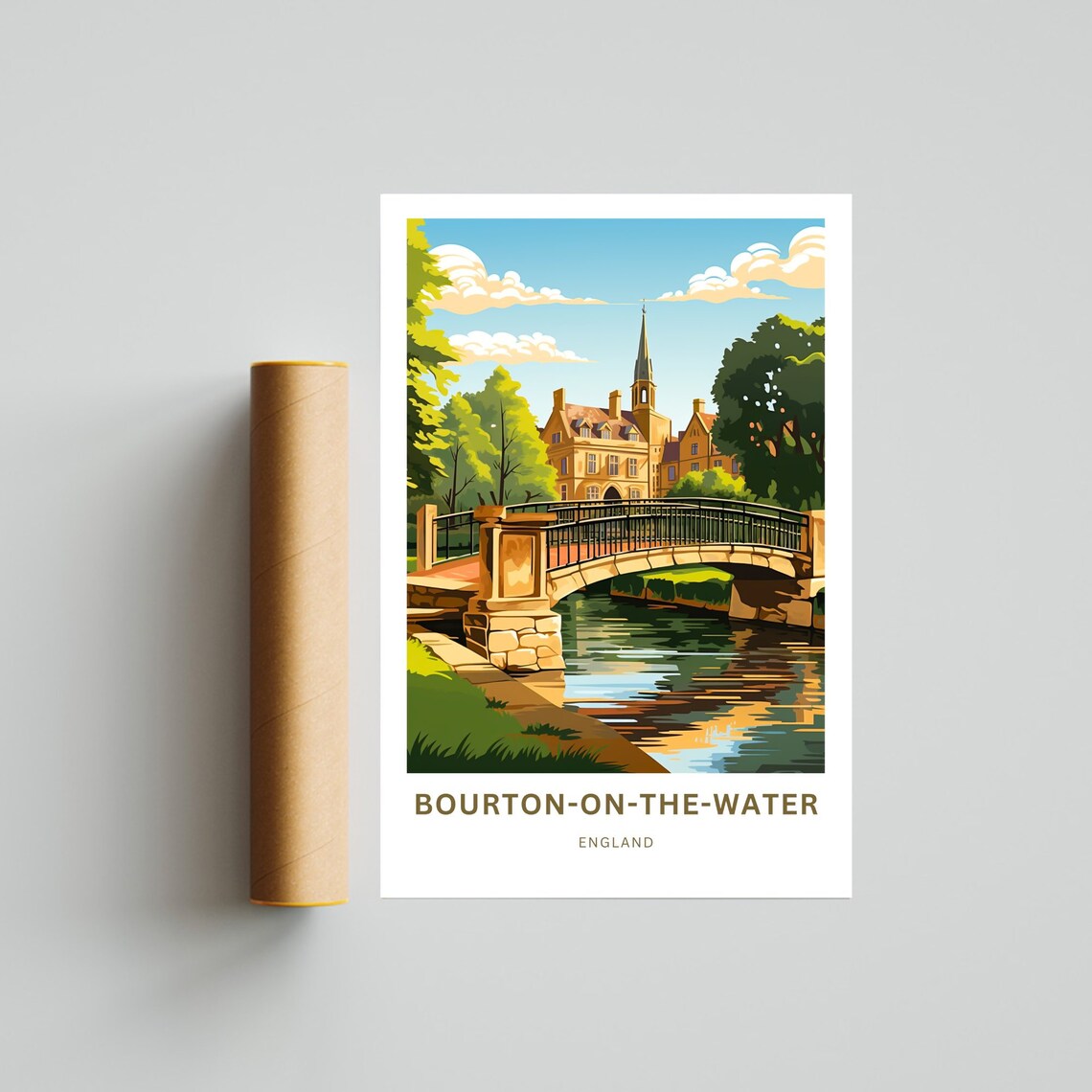 Bourton on the Water Stone Bridge Cotswolds England Travel Poster Art - Image 4
