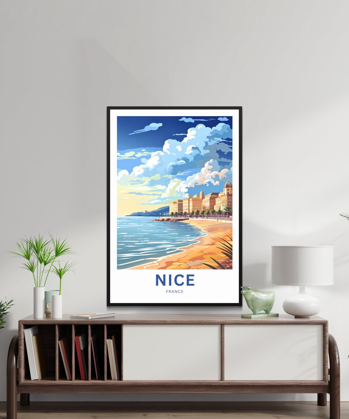 Nice France Golden Riviera Beach Promenade Cityscape View Poster - Image 2