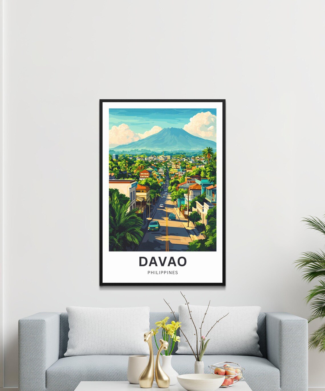 Davao Philippines City Street Mount Apo Skyline Travel Poster - Image 4