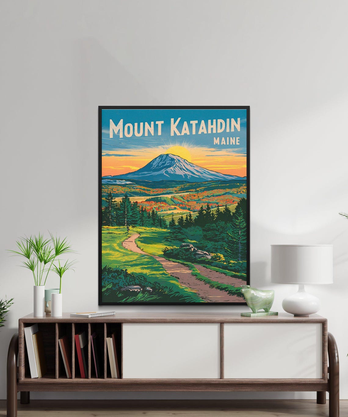 Mount Katahdin Maine Sunrise Summit Trail Vintage Travel Poster - Image 2