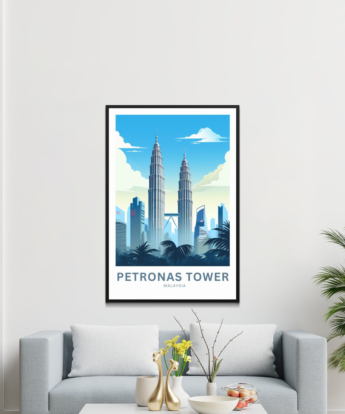 Petronas Towers Malaysia Twin Vintage Skyline City Travel Poster - Image 3