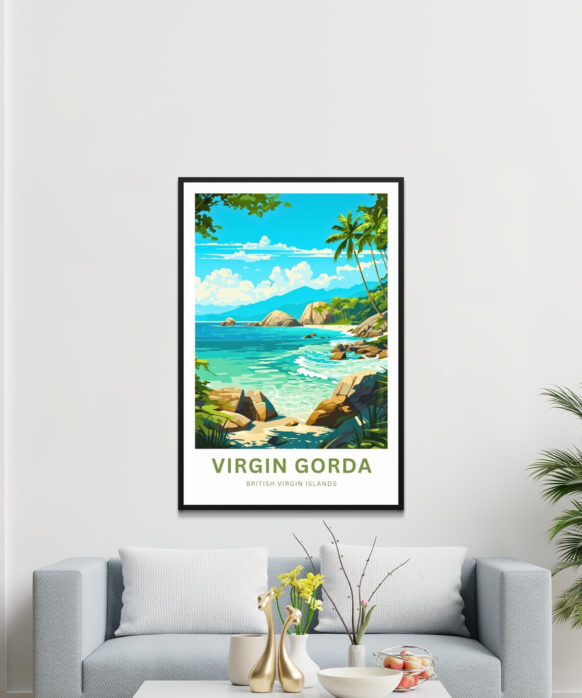 Virgin Gorda British Virgin Islands Rocky Beach Travel Poster - Image 3