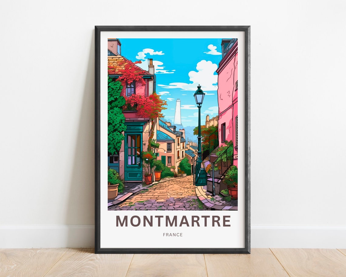 Montmartre Paris France Charming Cobblestone Street Scene Poster