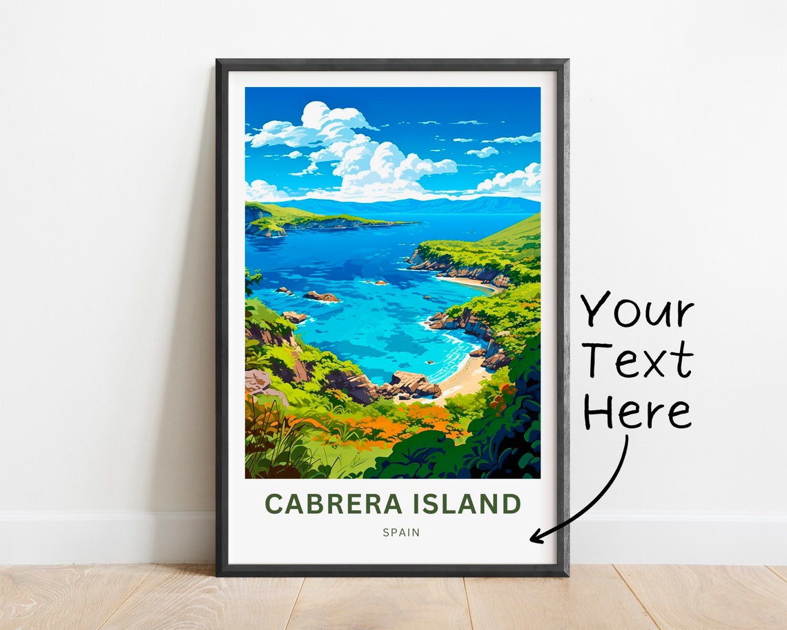 Personalized Cabrera Island Spain Panoramic Bay Vista Travel Poster