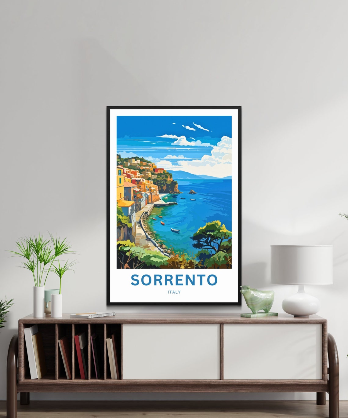 Sorrento Italy Customizable Text Harbor View Modern Travel Poster - Image 2