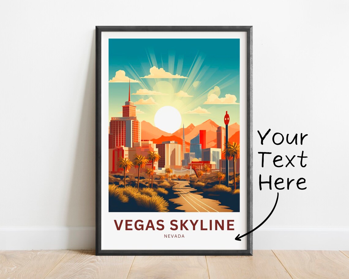 Personalized Vegas Skyline Nevada Desert Sunset Travel Poster