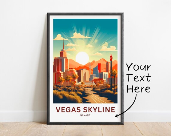 Personalized Vegas Skyline Nevada Desert Sunset Travel Poster