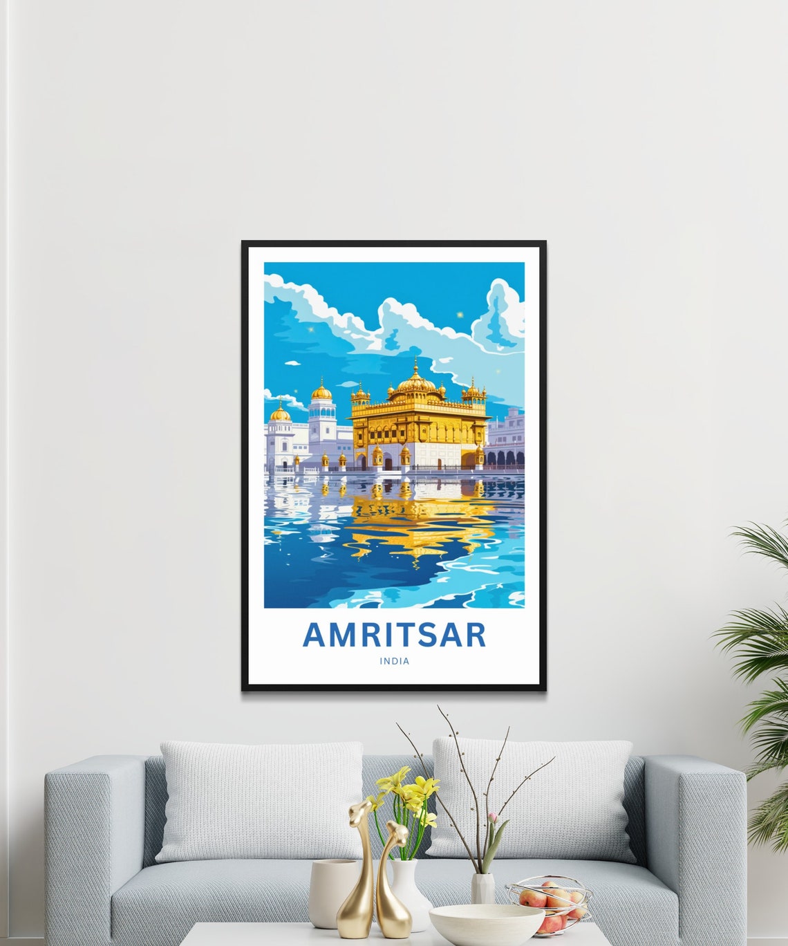Amritsar India Golden Temple Reflection Personalized Travel Poster - Image 3