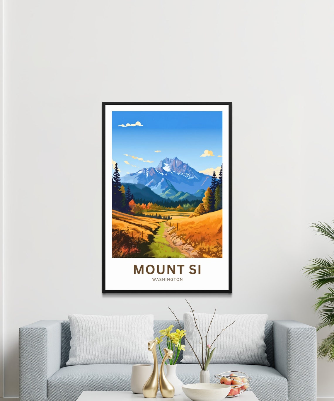 Mount Si Washington Custom Text Autumn Meadow Peak Trail Travel Poster - Image 3