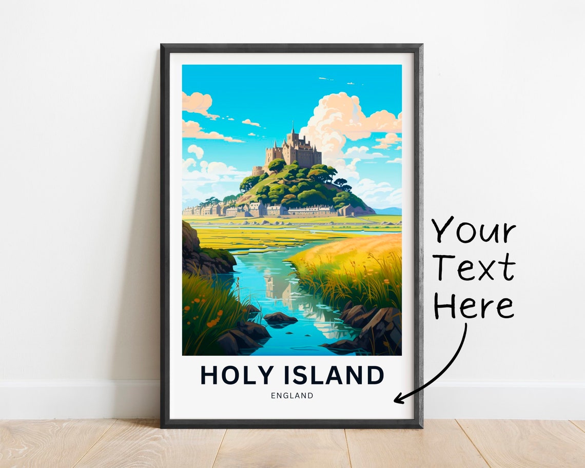 Holy Island England Lindisfarne Castle Hill Personalized Travel Poster