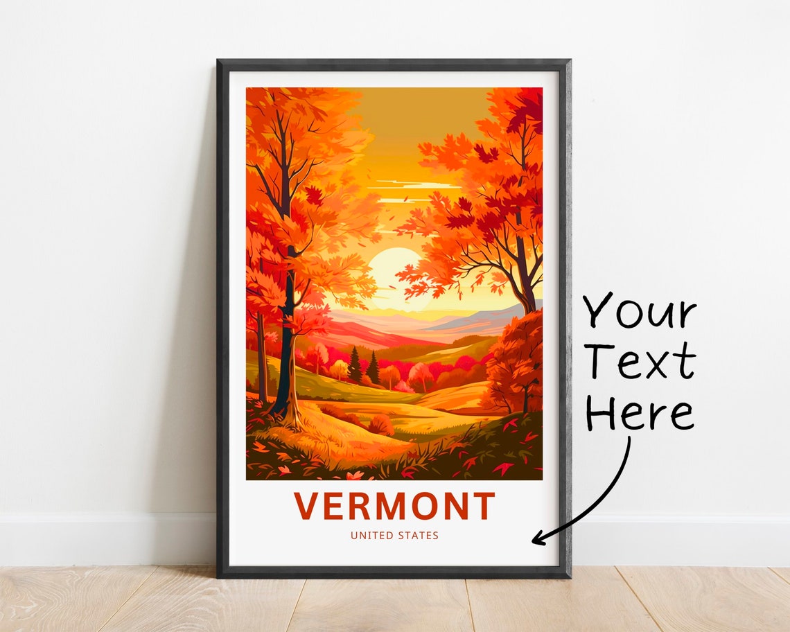 Vermont Autumn Maple Forest Sunset Personalized Travel Poster