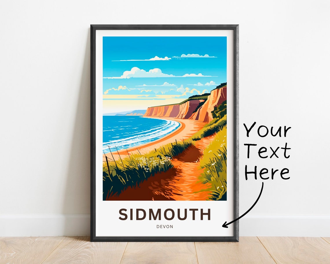 Sidmouth Devon Clifftop Coastal Path Personalized Travel Poster