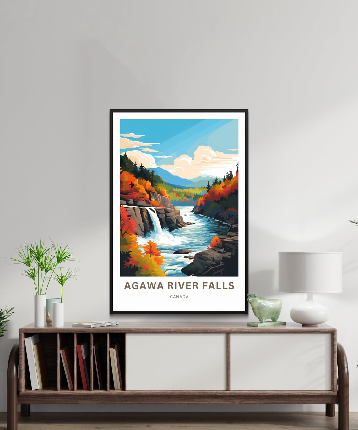 Agawa River Falls Canada Autumn Rapids Scenic Woodland Poster - Image 2