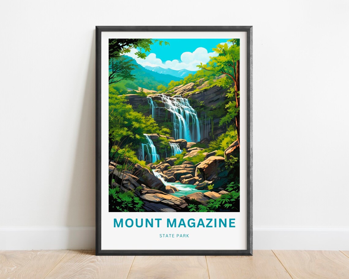 Mount Magazine State Park Emerald Falls Canyon Travel Poster