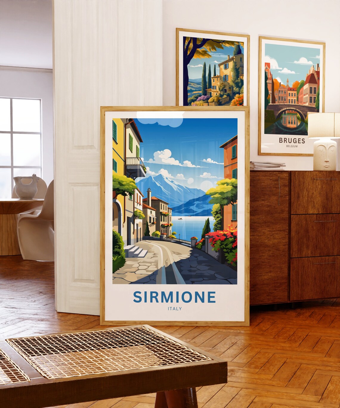 Sirmione Italy Curved Street Lake View Vintage Travel Poster - Image 5