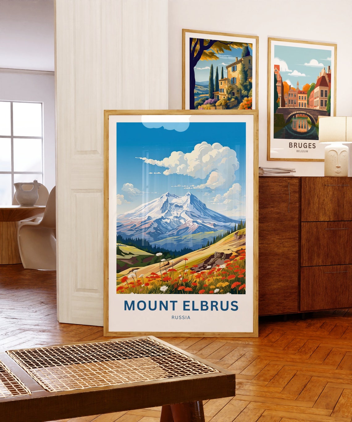 Mount Elbrus Russia Personalized Wildflower Meadow Peak Travel Poster - Image 5