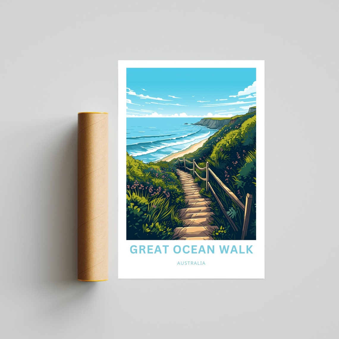 Great Ocean Walk Australia Stone Steps Ocean View Travel Poster - Image 4