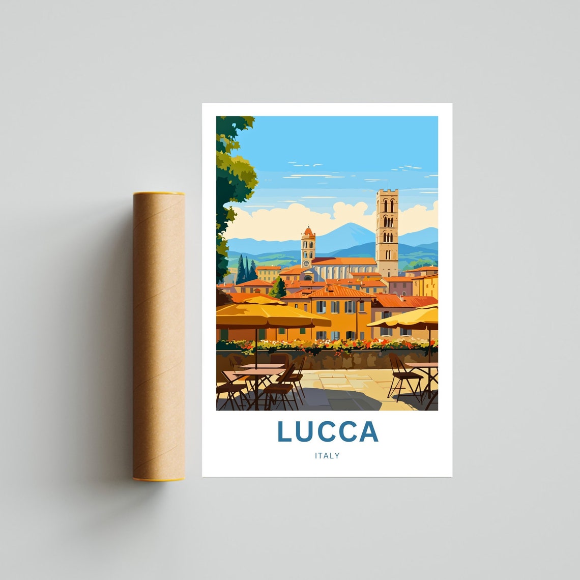Lucca Italy Rooftop Cafe Terrace Terracotta Cityscape Poster - Image 4