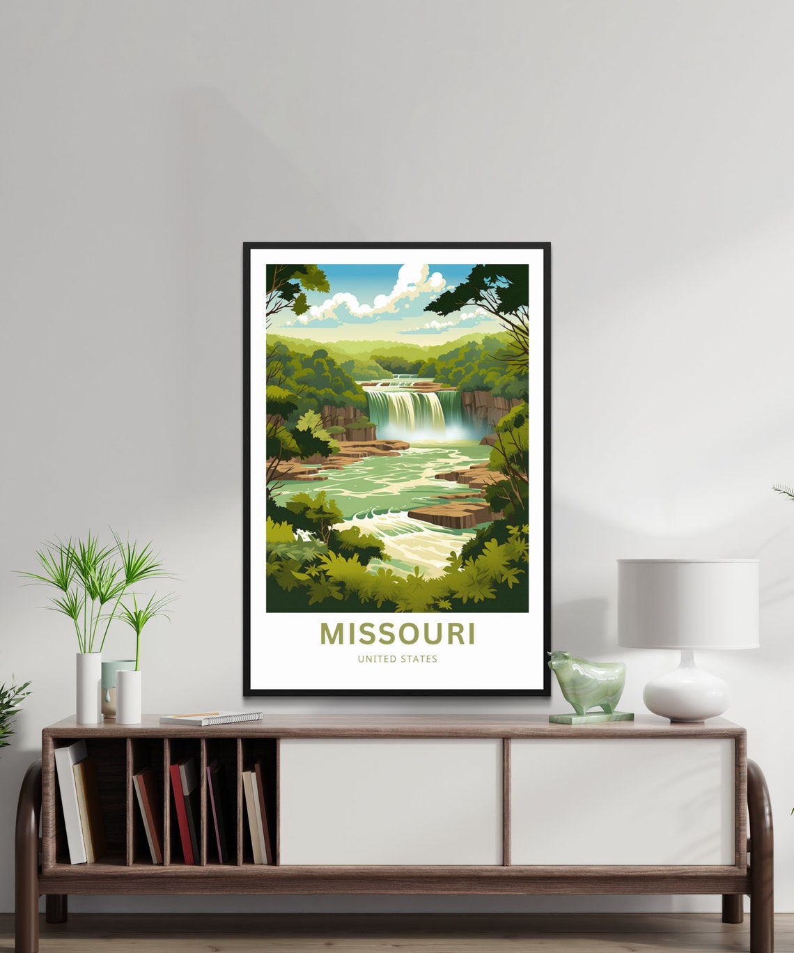 Missouri Personalized Forest Waterfall Cascade United States Poster - Image 2