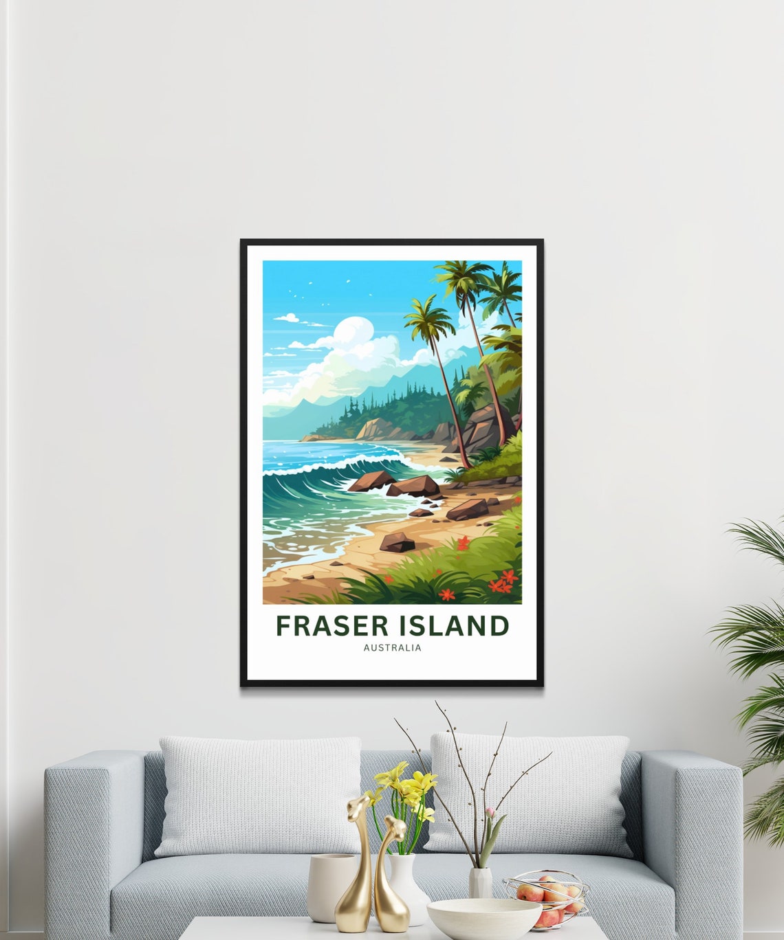 Fraser Island Australia Palm Beach Ocean Waves Travel Poster - Image 3