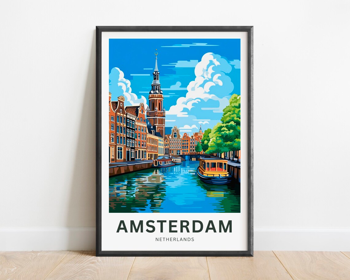 Amsterdam Travel Print, Netherlands City Poster