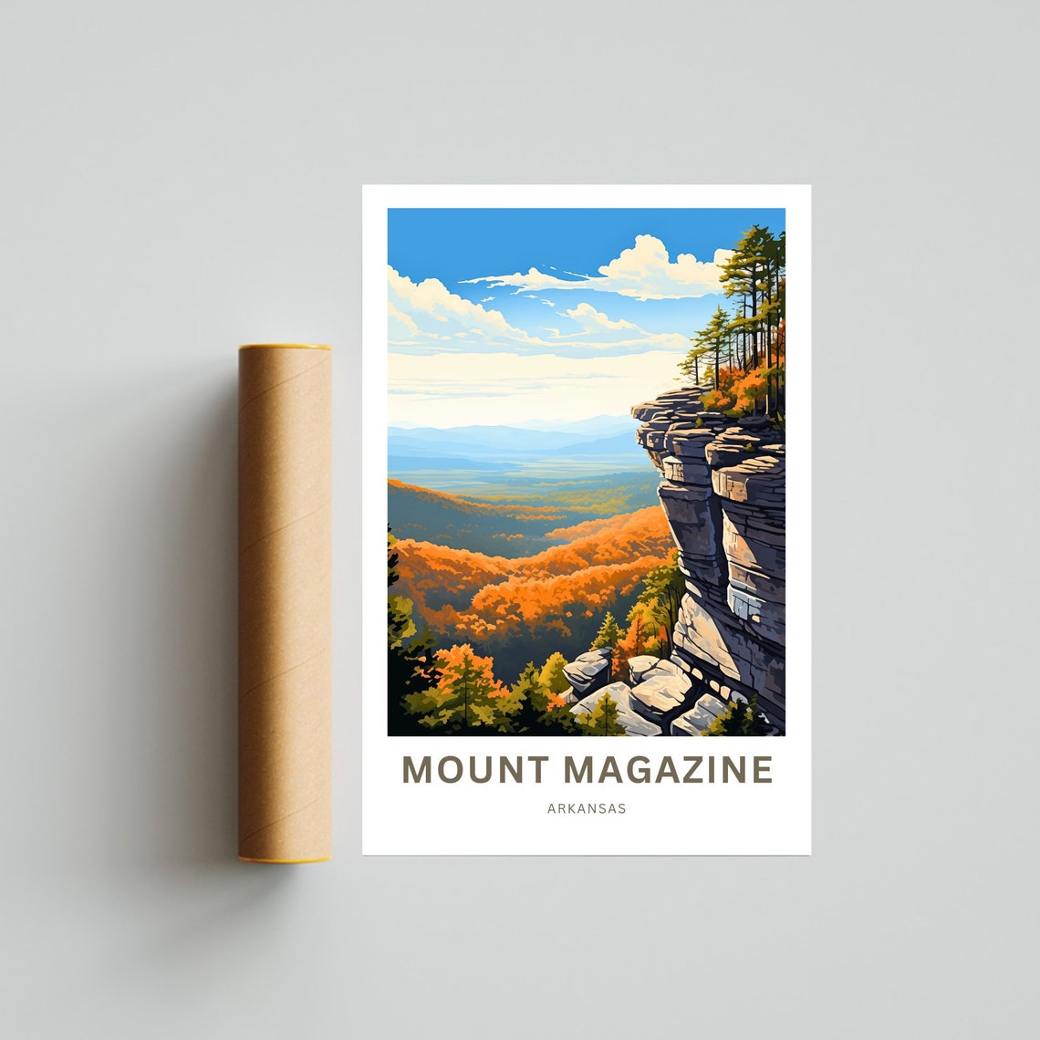 Mount Magazine Arkansas Scenic Autumn Cliffs Fall Valley Travel Poster - Image 4