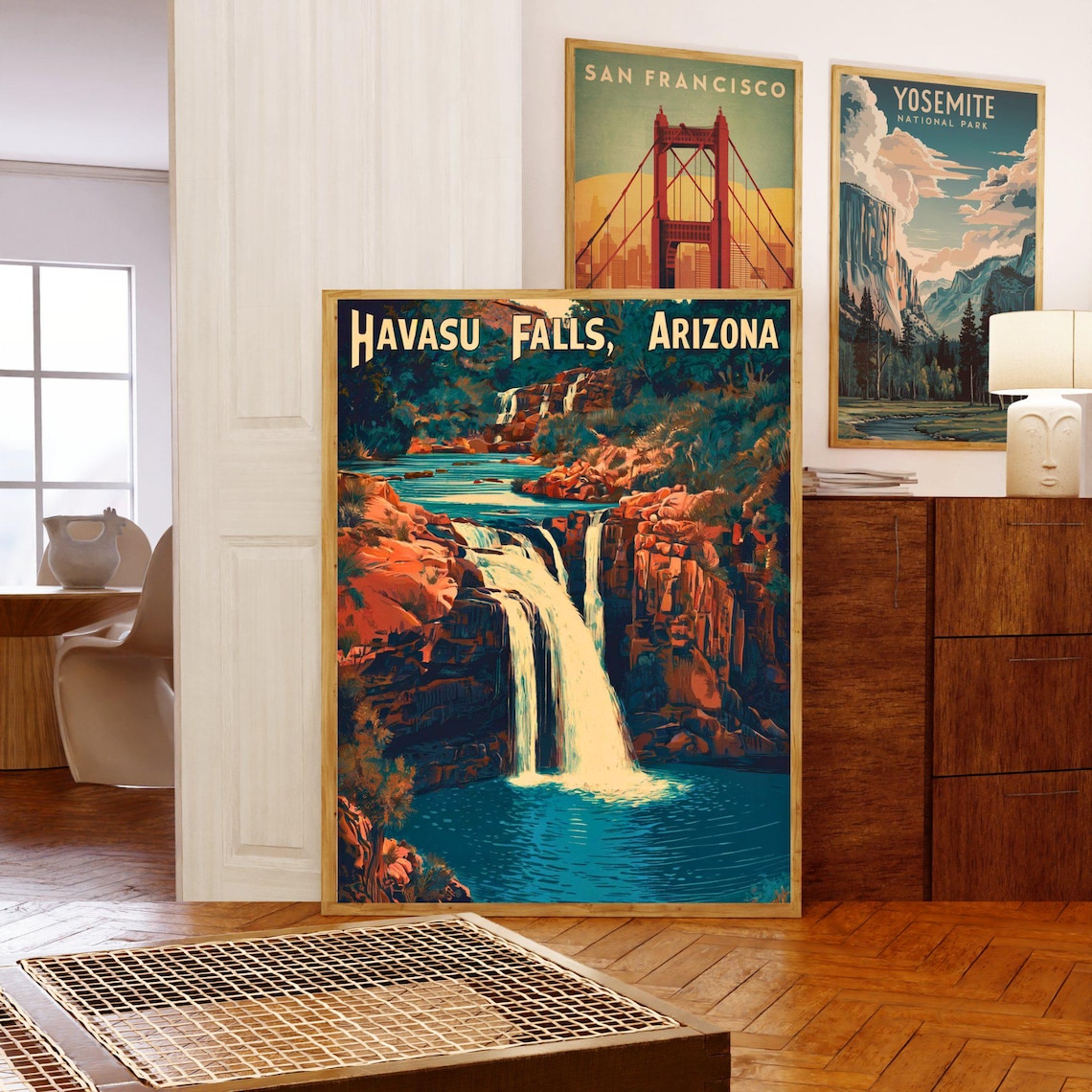 Havasu Falls Arizona Night Waterfall Canyon Vintage Travel Poster - Image 5