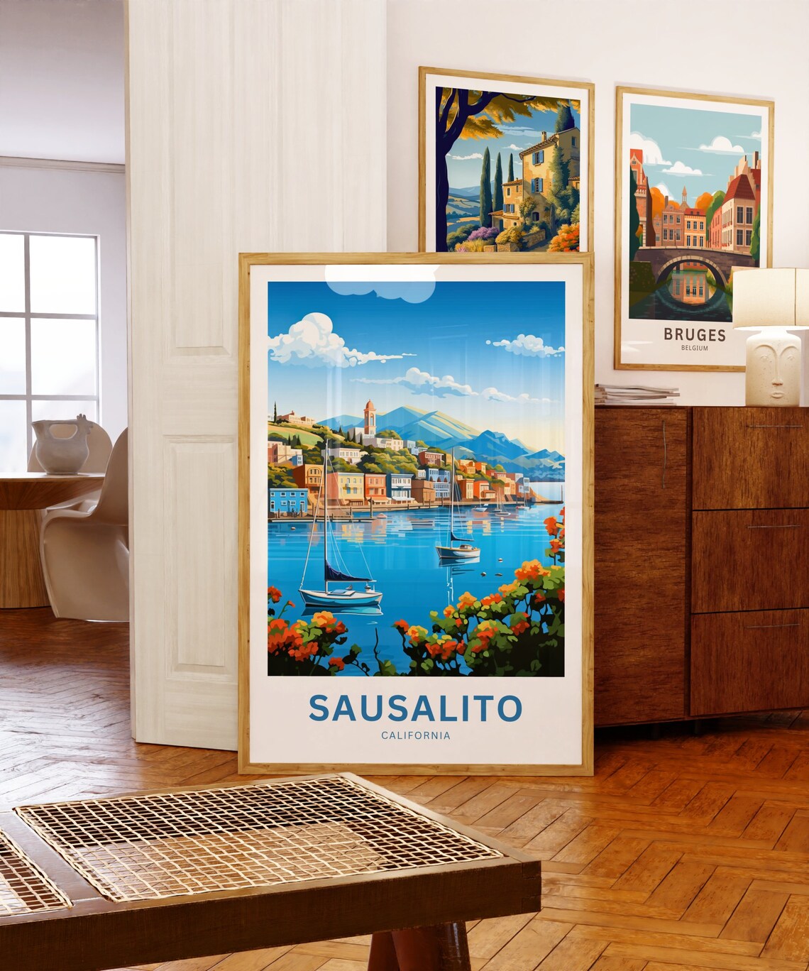 Sausalito California Sailboats Orange Blooms Personalized Poster - Image 5