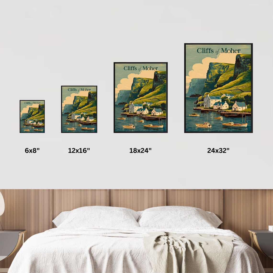 Cliffs of Moher Ireland Harbor Boats Vintage Travel Poster Gift - Image 3