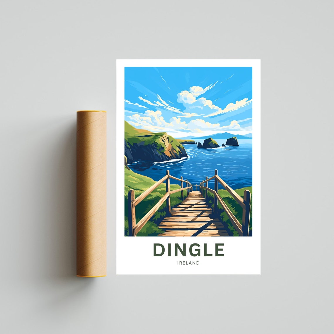 Dingle Ireland Coastal Cliff Walkway Sea Stacks Personalized Poster - Image 4