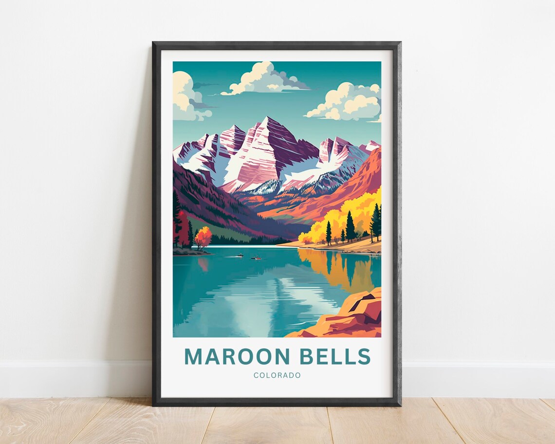 Maroon Bells Colorado Canoes Turquoise Lake Autumn Peaks Poster