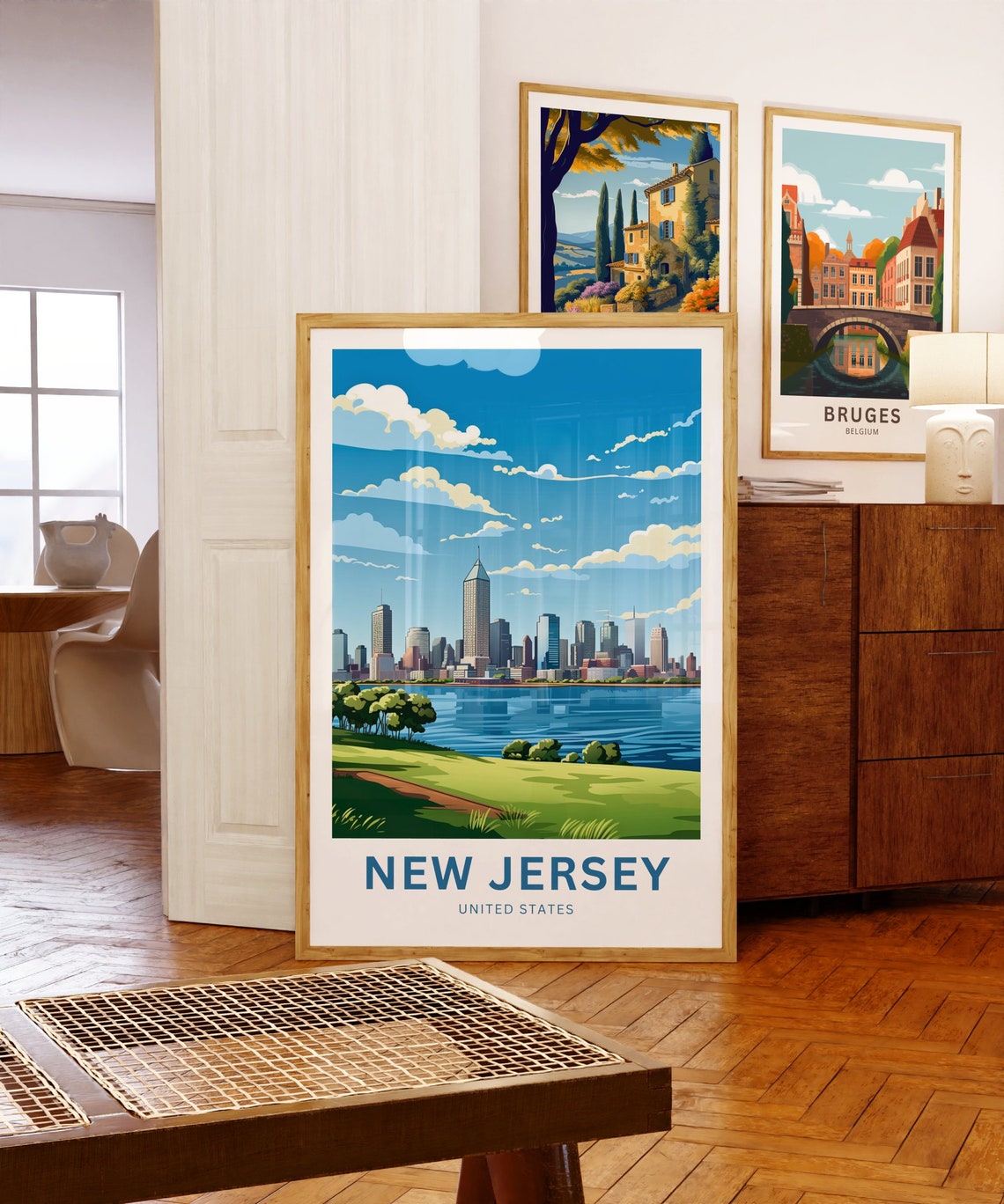 Personalized New Jersey Waterfront Park Skyline Travel Poster - Image 5