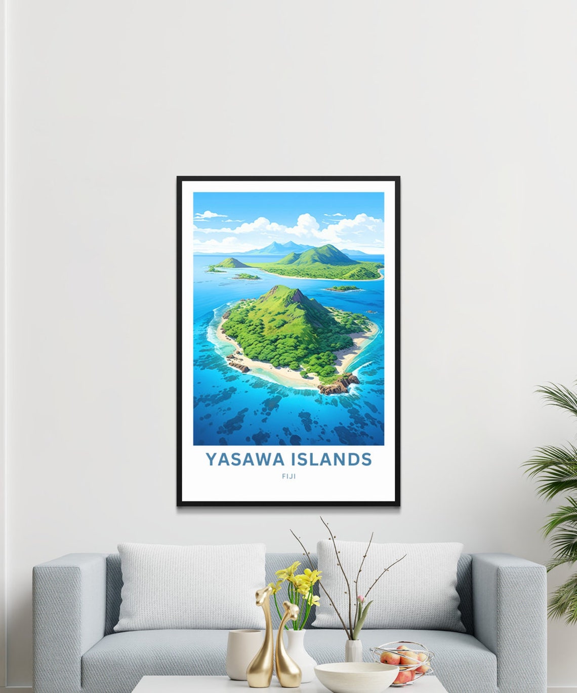 Yasawa Islands Personalized Fiji Tropical Aerial Island Art Poster - Image 3