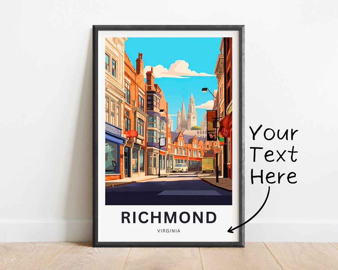 Richmond Virginia Historic Street Custom Text Travel Art Poster