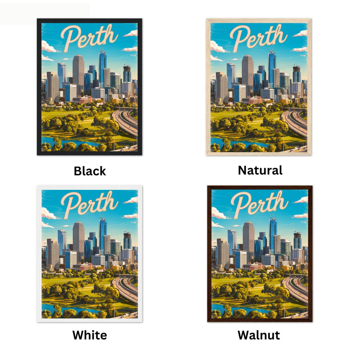 Perth Australia Modern City Skyline Kings Park View Travel Poster - Image 4