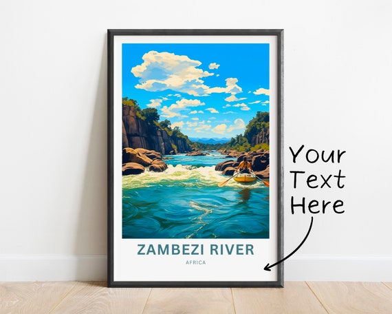 Personalized Zambezi River Travel Print Zambezi River Poster Africa Wall Art Framed Present Gift Africa Present