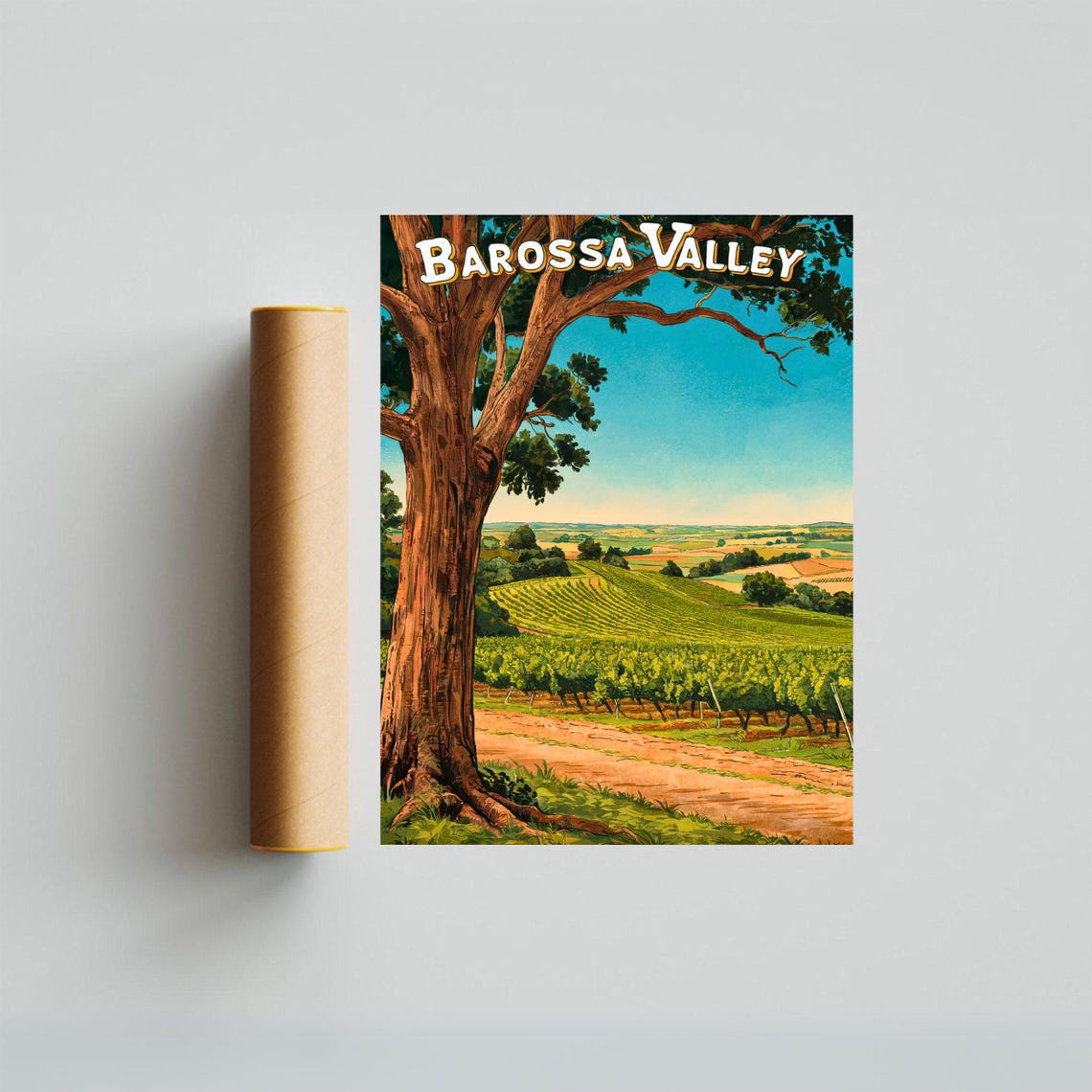 Barossa Valley Australia Vintage Vineyard Poster Old Gum Tree Hills - Image 2