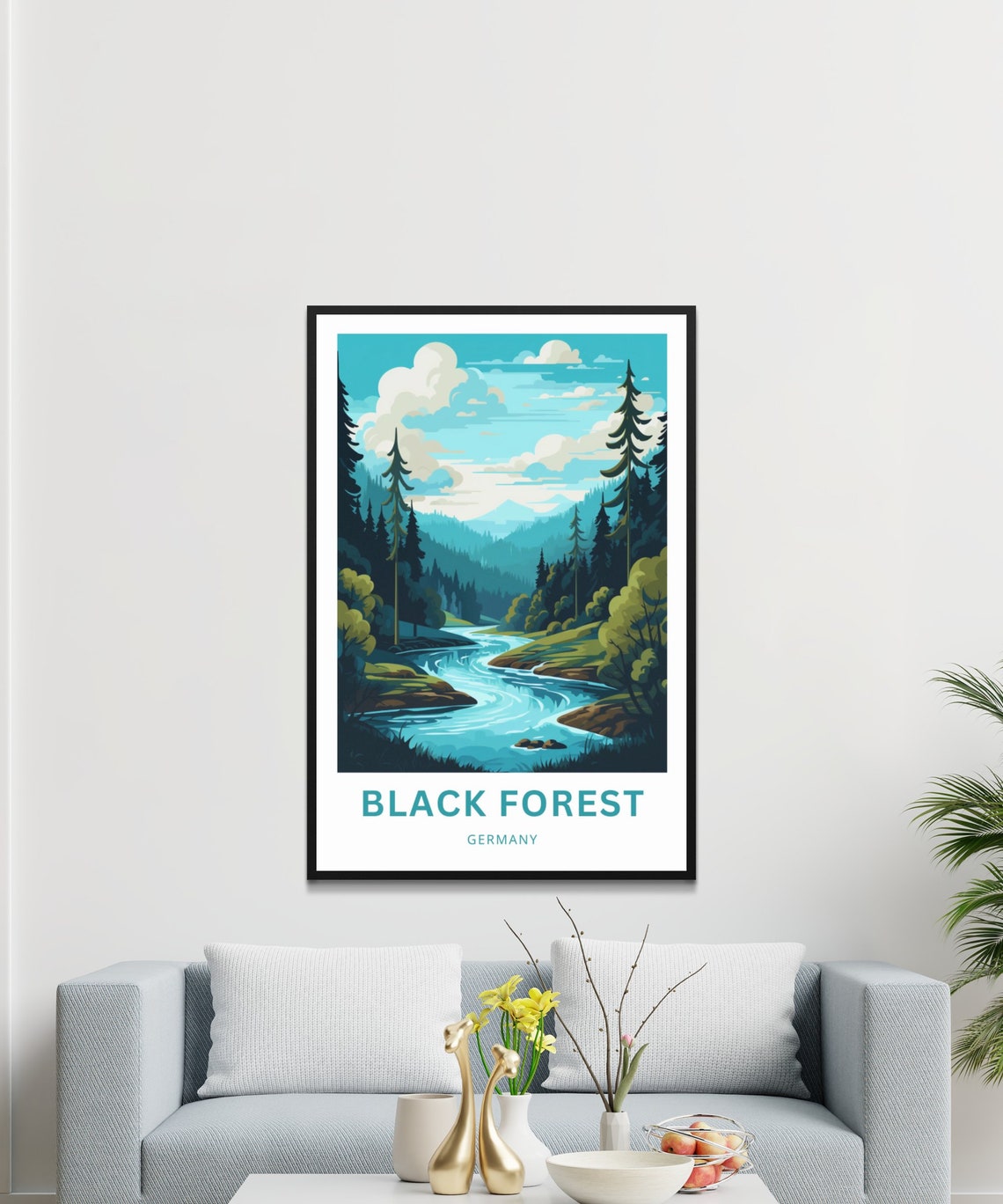 Black Forest Germany Turquoise River Pine Valley Travel Poster - Image 3